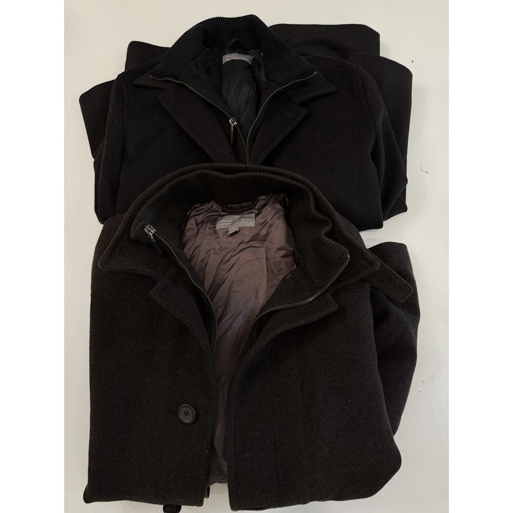 Lot Of 2 Loro Piana Italy Mens Daniel Cremieux Wool Coat Black Size L Blk Brn
